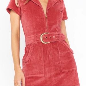 Show Me Your MuMu Corduroy Mini Dress in Red